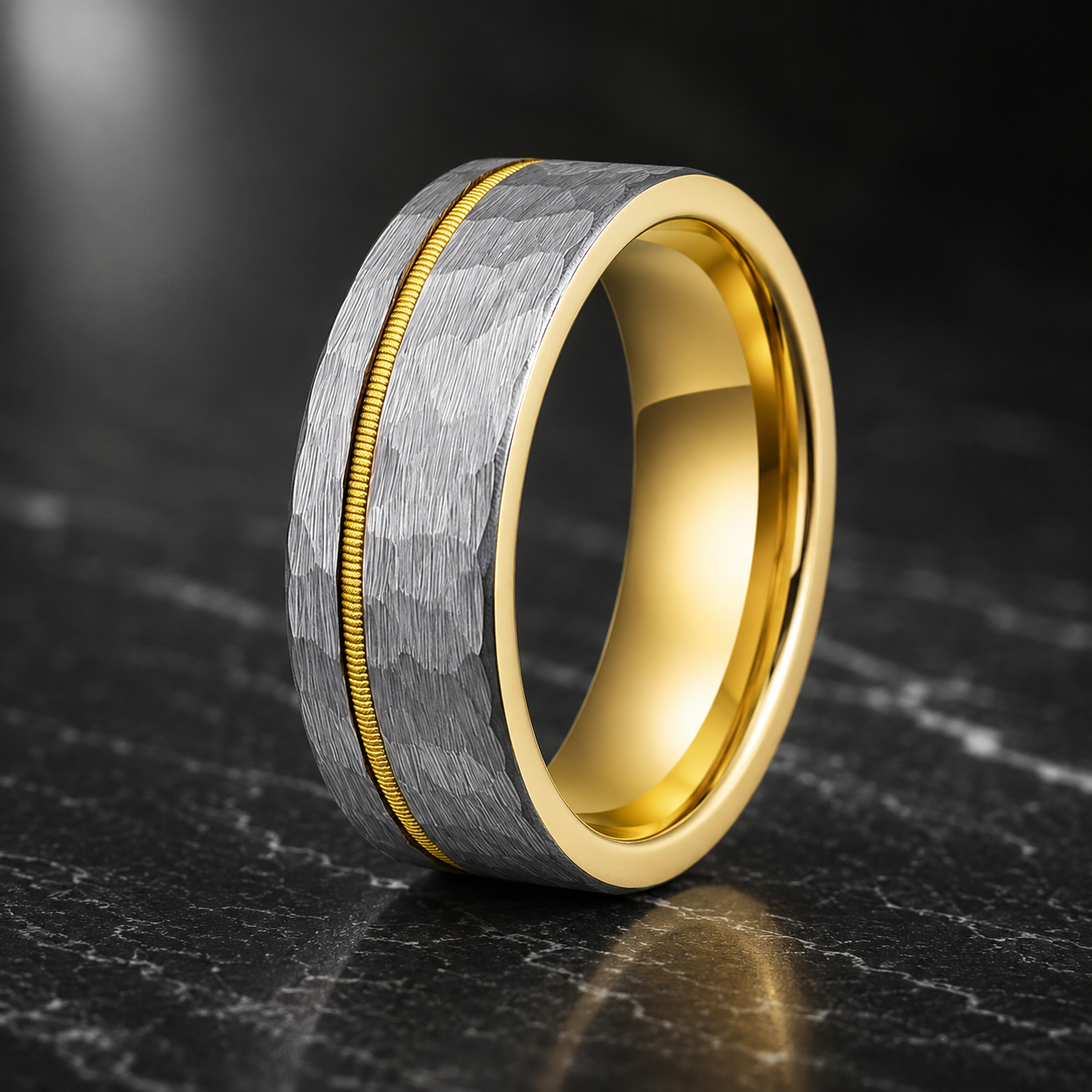  hammered ring for men