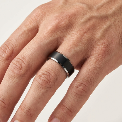 8mm black Tungsten Carbide Wedding Band.