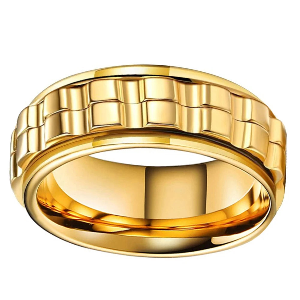 8mm-gold-Tungsten Spinner Ring