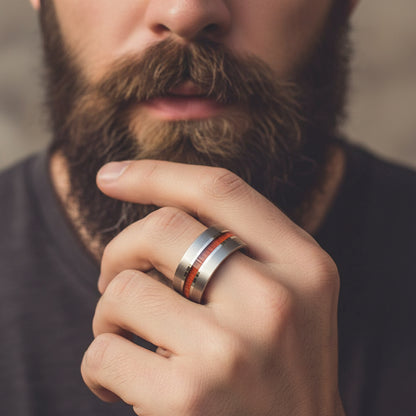 8mm Tungsten Ring with Wood Inlay