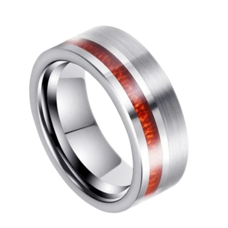 8mm Tungsten Ring with Wood Inlay