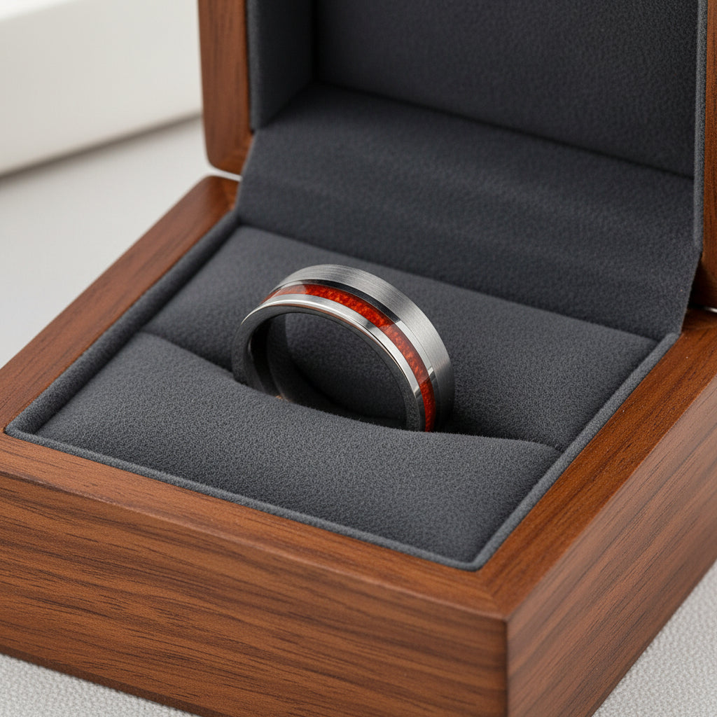 8mm Tungsten Ring with Wood Inlay