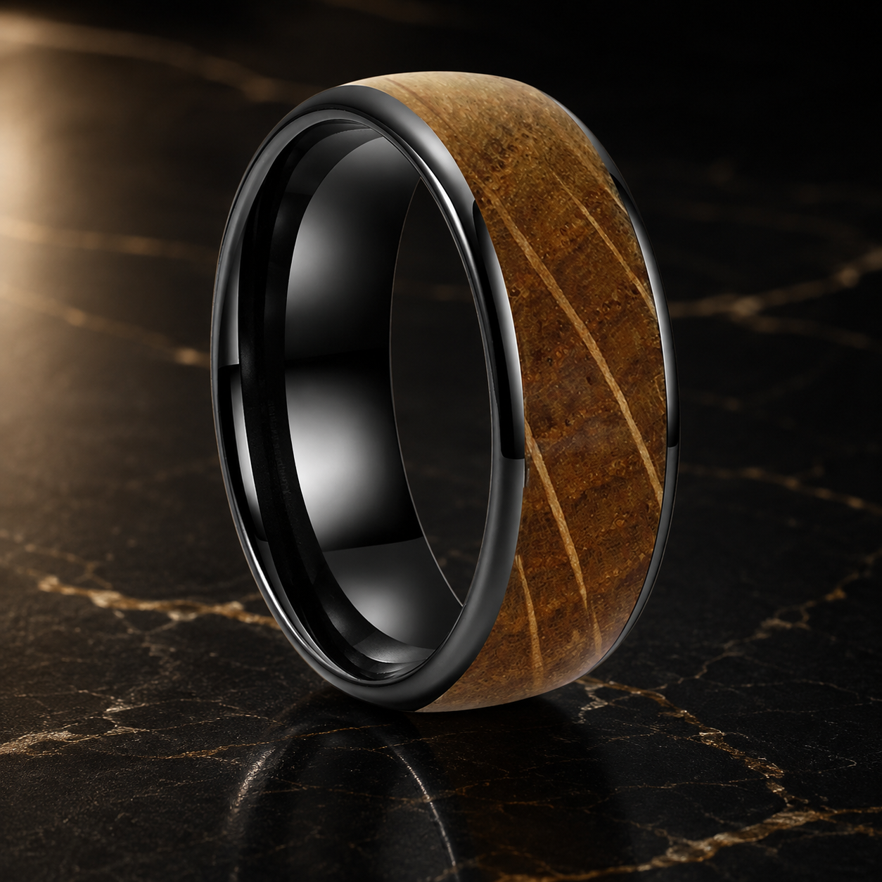 8mm Tungsten Ring with Wood Inlay
