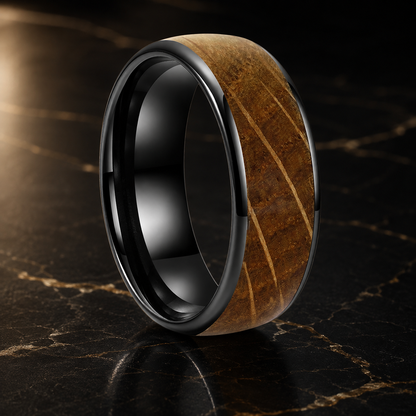 8mm Tungsten Ring with Wood Inlay