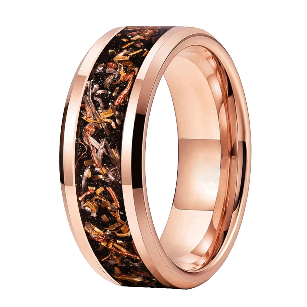 8mm Black Sand Copper Steel Foil Tungsten Ring