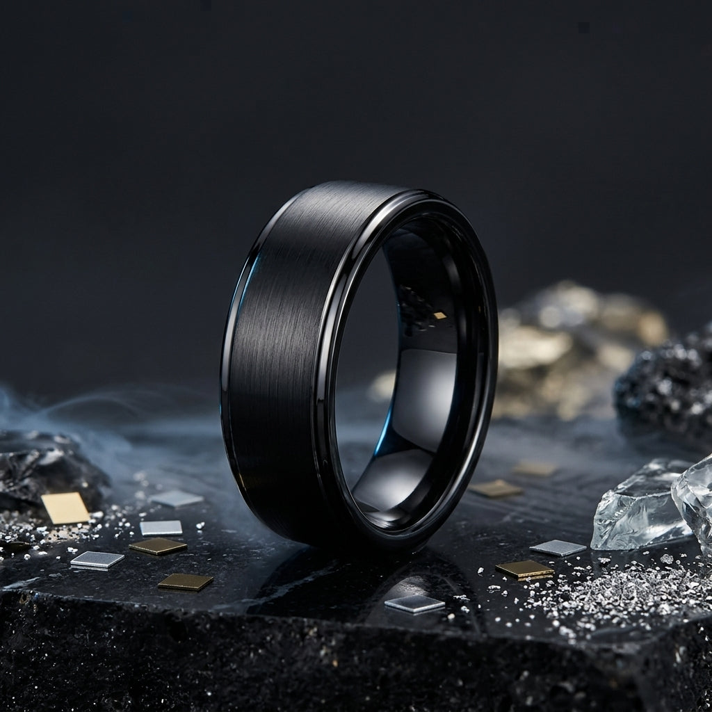 8mm Black Tungsten Ring for Men