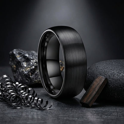 The Dark Core™ –8mm Black Tungsten Wedding Ring