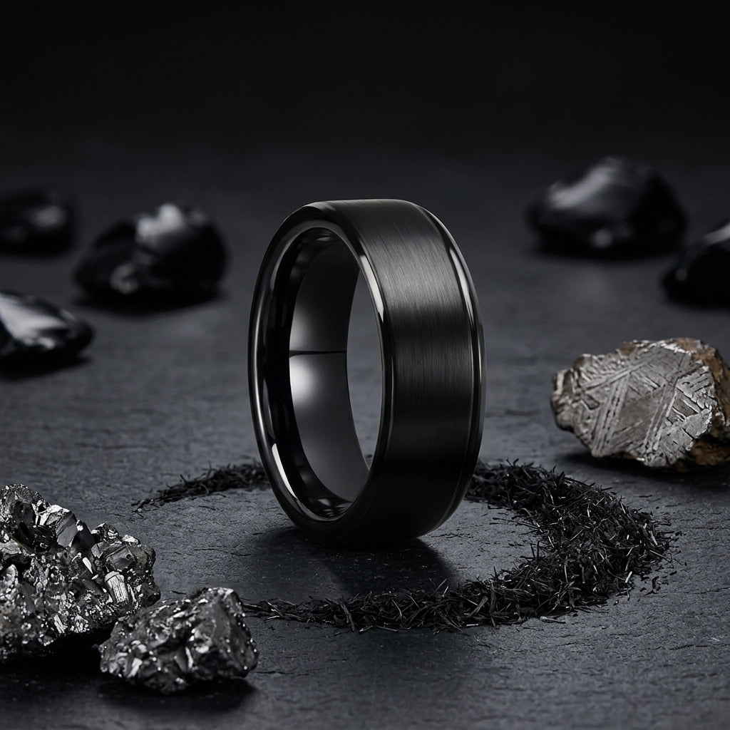 8mm Black Tungsten Ring for Men