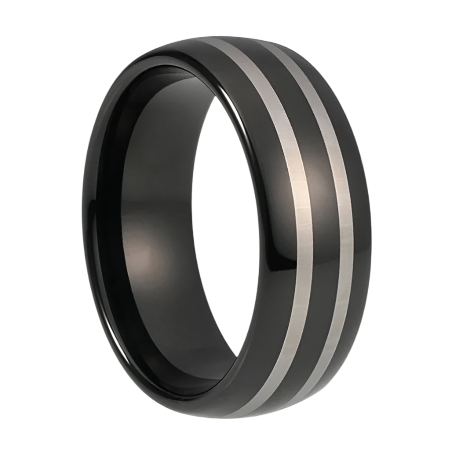 8mm Black Dome Tungsten Ring