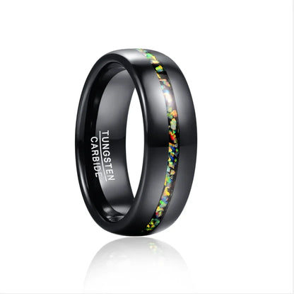 8mm Black Opal Dome Tungsten Carbide Ring
