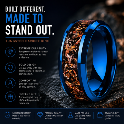 8mm Black Sand Copper Steel Foil Tungsten Ring