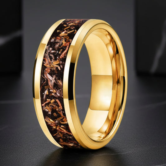 8mm Black Sand Copper Steel Foil Tungsten Ring