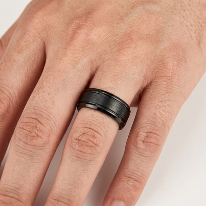 8mm Black Tungsten Carbide Ring for Men