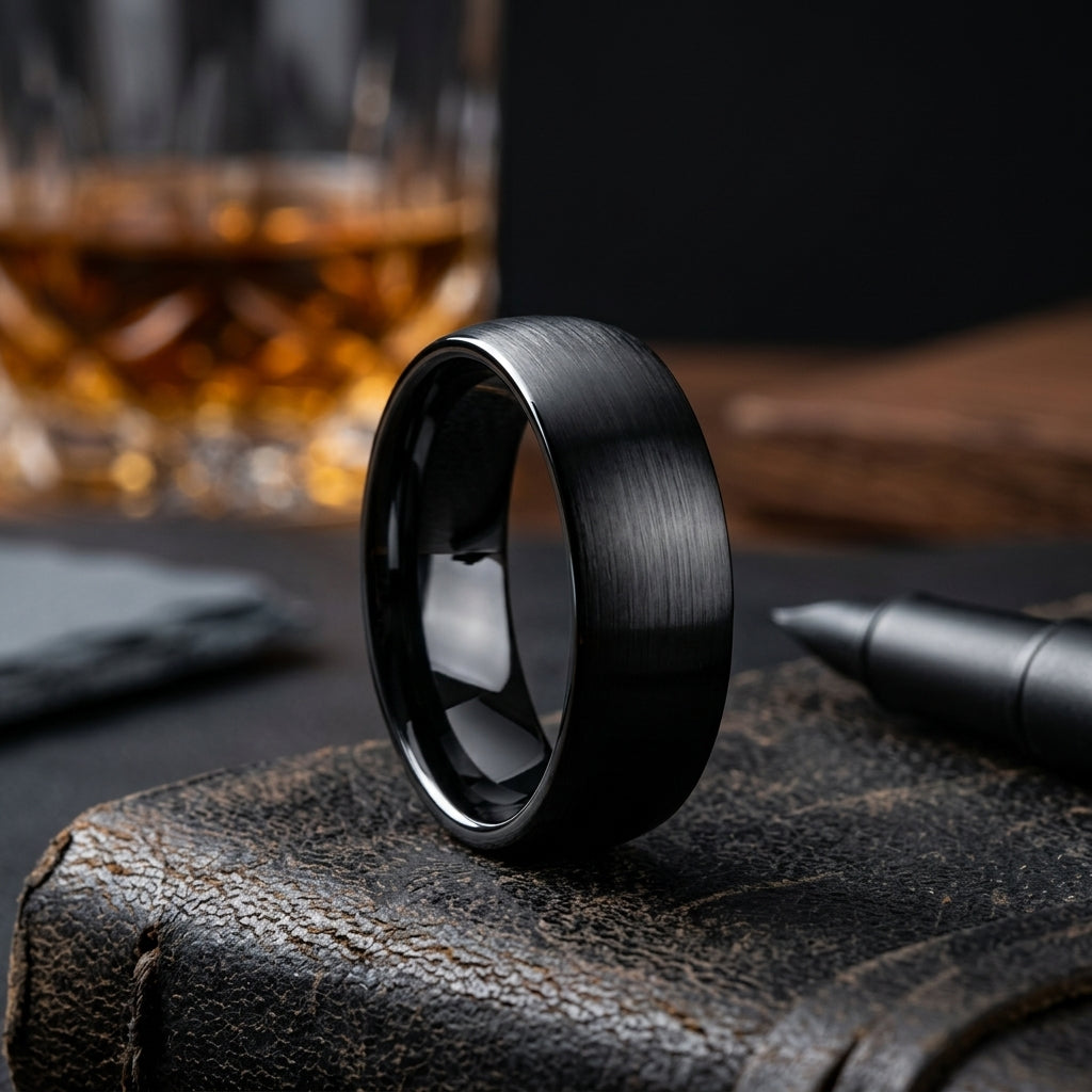 The Dark Core™ –8mm Black Tungsten Wedding Ring