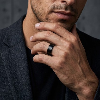 8mm Black Tungsten Carbide Ring for Men