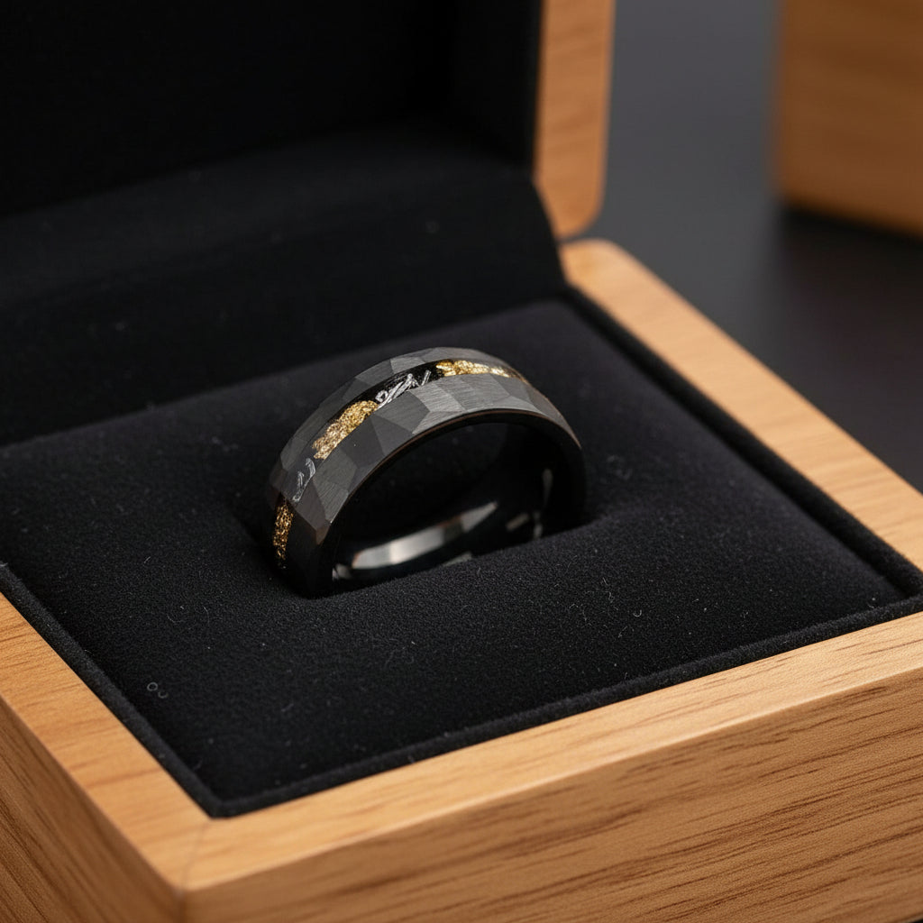 8mm Black Tungsten Carbide Ring for Men