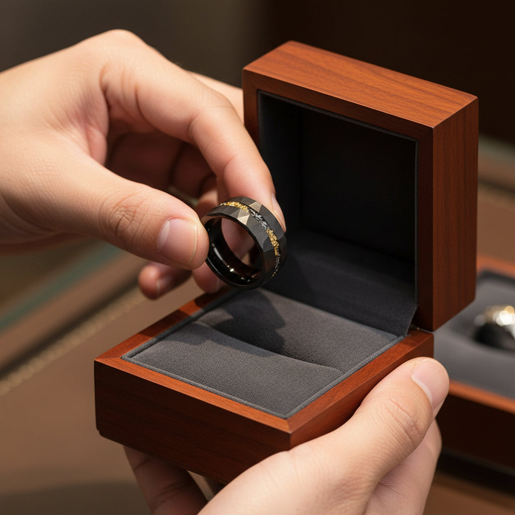 8mm Black Tungsten Carbide Ring for Men