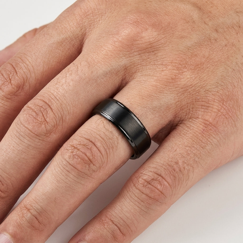 8mm Black Tungsten Ring