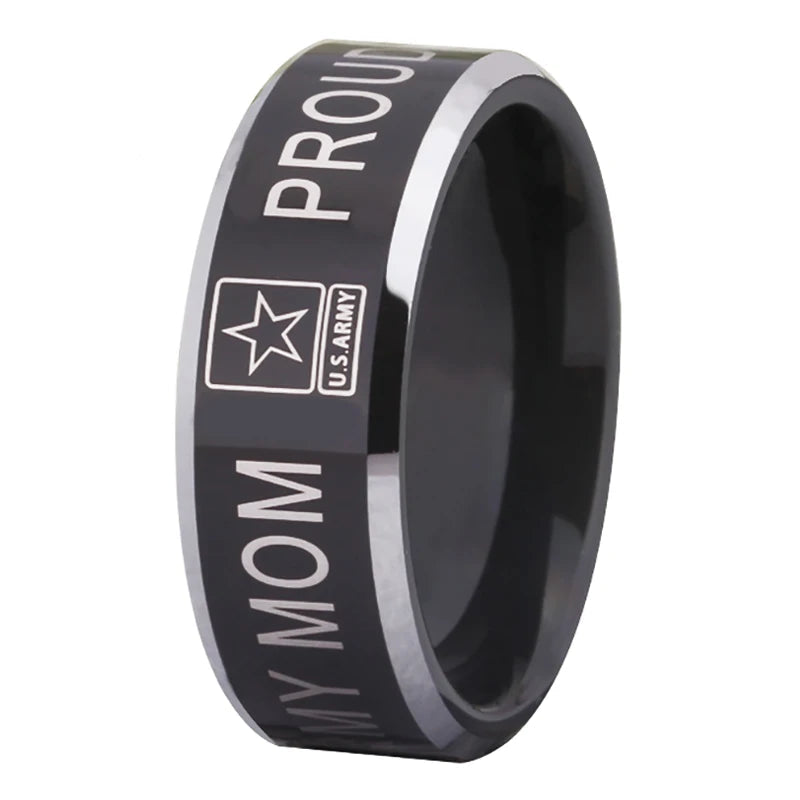 8mm Black Tungsten Ring – Proud Army Mom Design