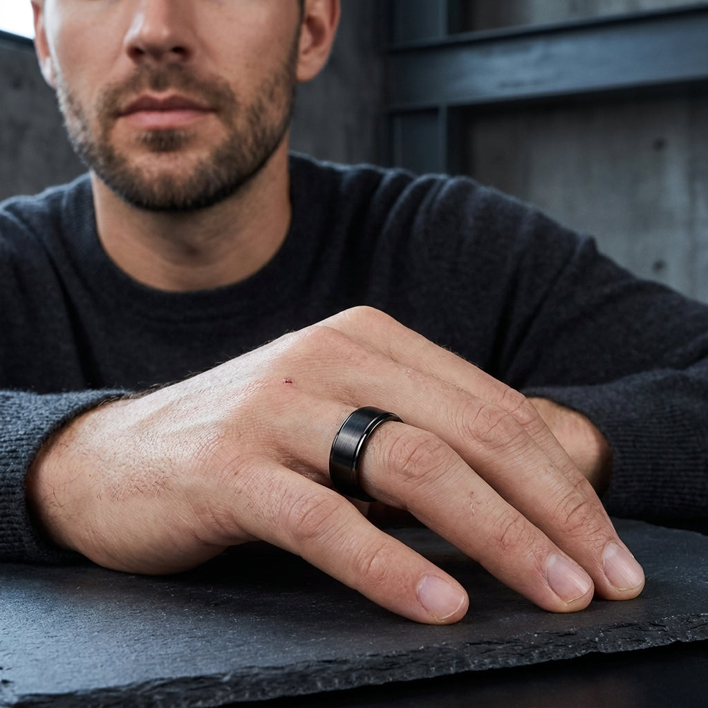 8mm Black Tungsten Ring for Men