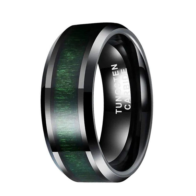 .8mm_Black_Tungsten_Ring_with_Green_Wood_Inlay