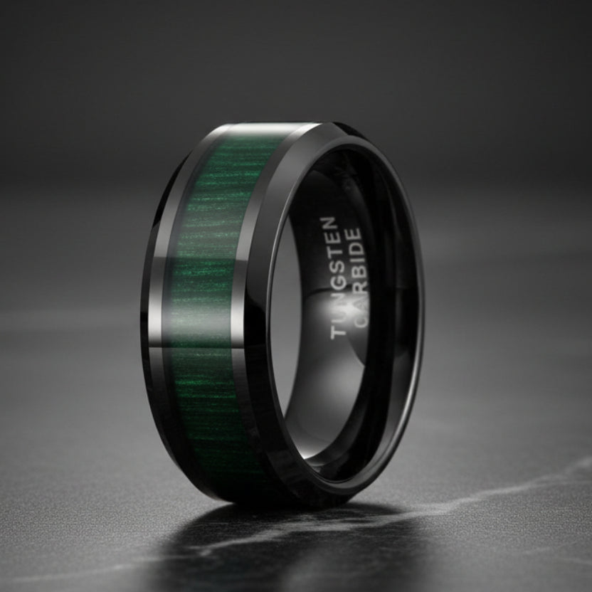 .8mm_Black_Tungsten_Ring_with_Green_Wood_Inlay