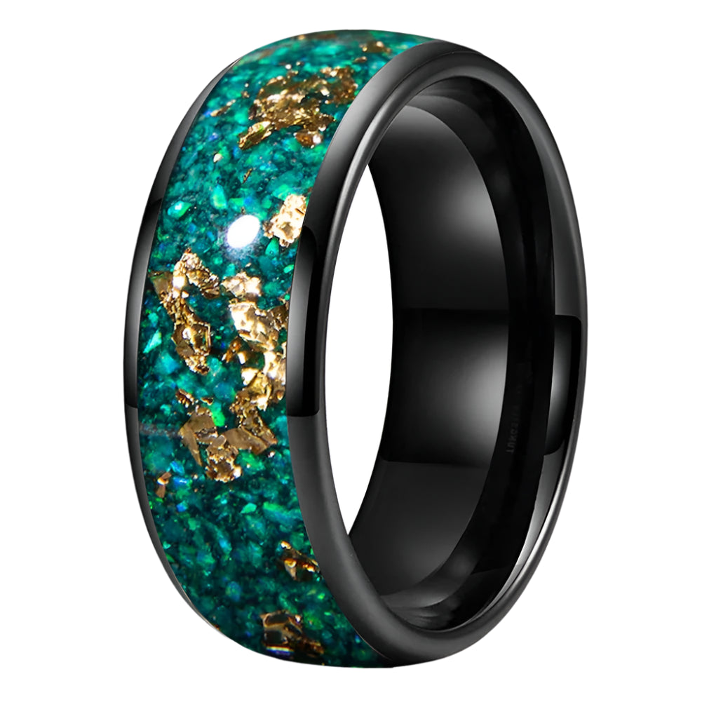 8mm Black opal tungsten ring