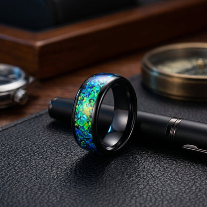 8mm Blue Opal Tungsten Ring