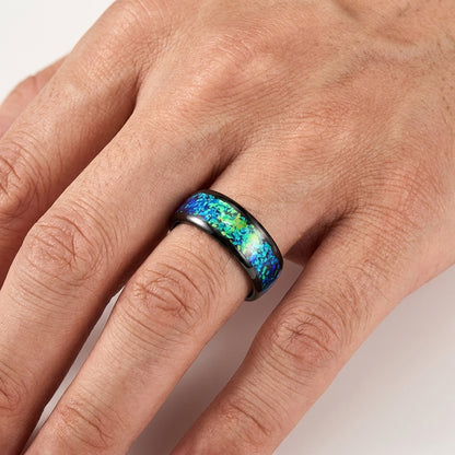 8mm Blue Opal Tungsten Ring