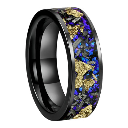 8mm Blue Sandstone Tungsten Ring , Black