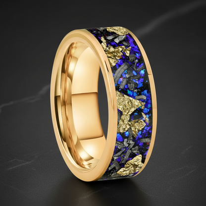 8mm_Blue_Sandstone_Tungsten_Ring_Gold