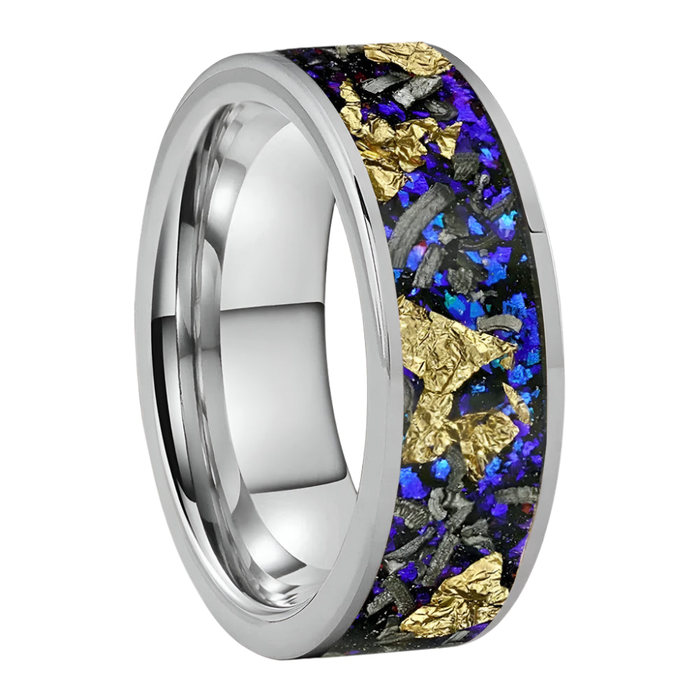 8mm Blue Sandstone Tungsten Ring ,Silver