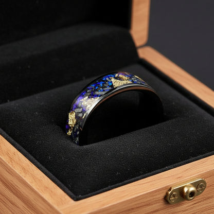 8mm_Blue_Sandstone_Tungsten_Ring__Gold_Leaf_Inlay