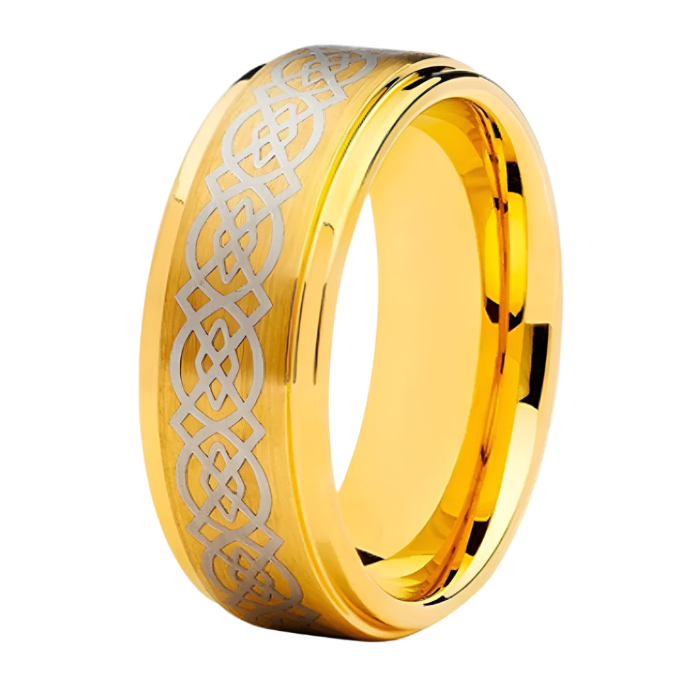 8mm Brushed Gold Tungsten Carbide Ring
