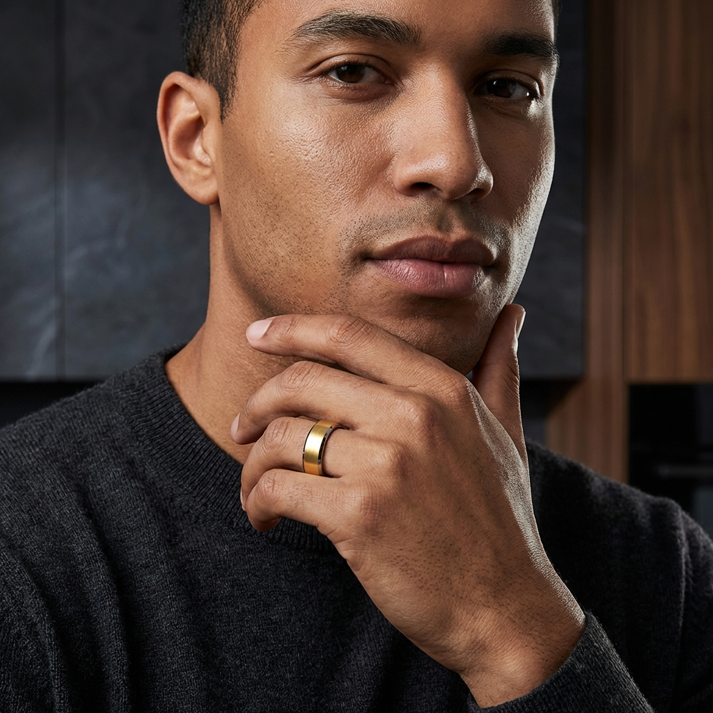 8mm Brushed Gold Tungsten Wedding Band