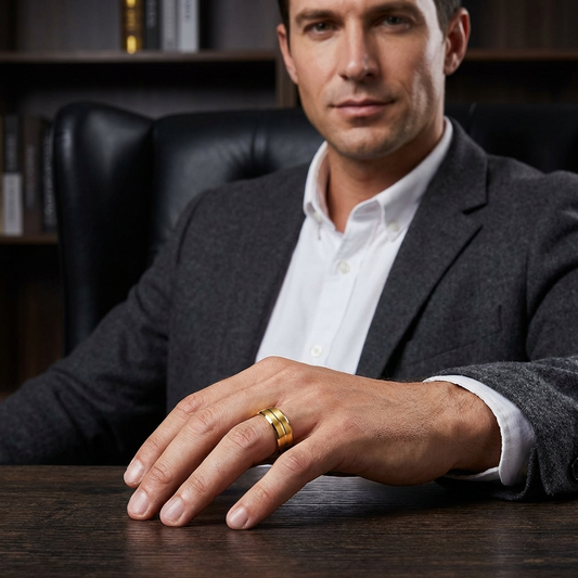 Brushed Tungsten Wedding Band with Center Groove