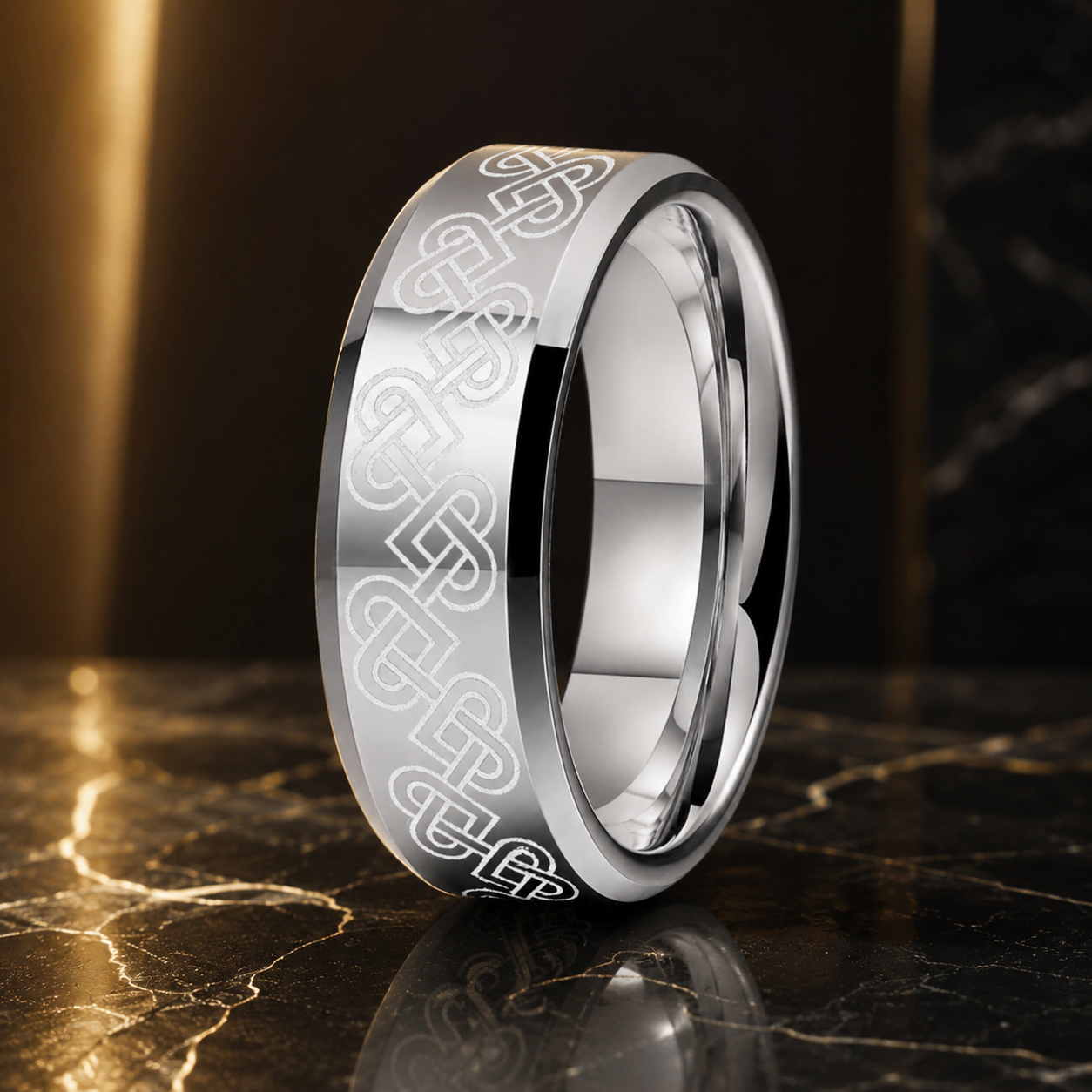 8mm Celtic Knot Tungsten Ring