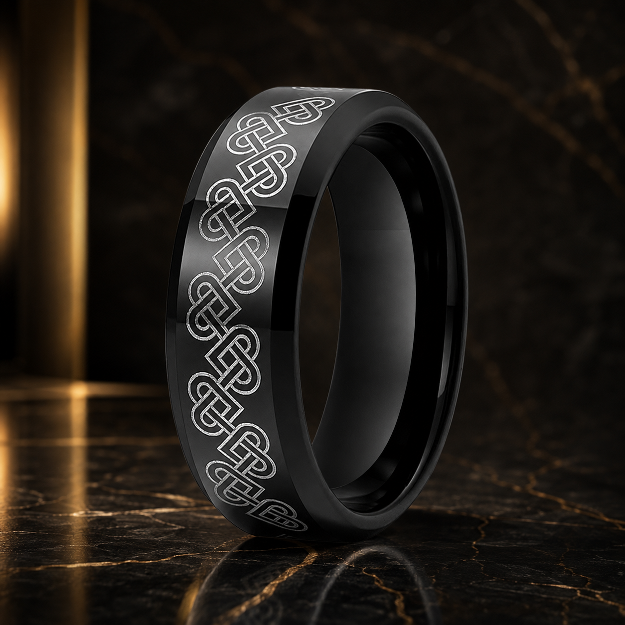 8mm Celtic Knot Tungsten Ring