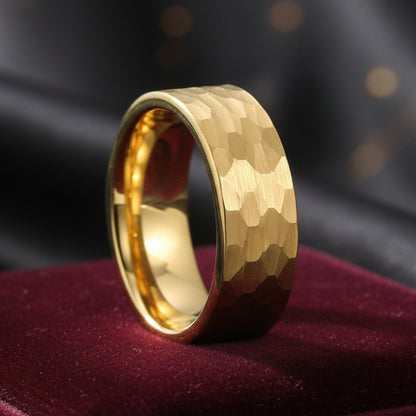 8mm Faceted Tungsten Ring -Gold color