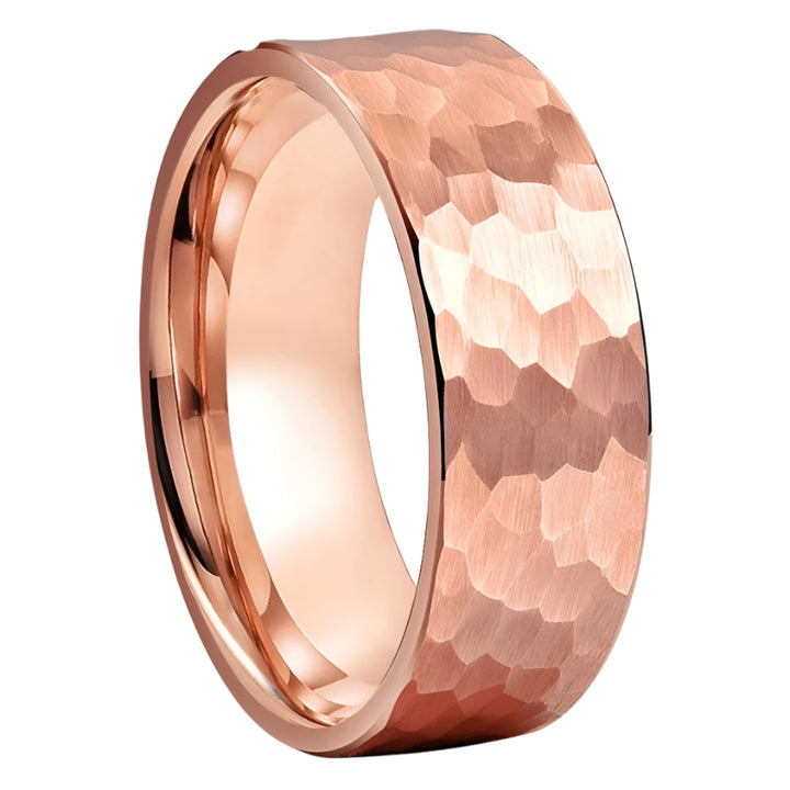 8mm Faceted Tungsten Ring -Rose Gold color
