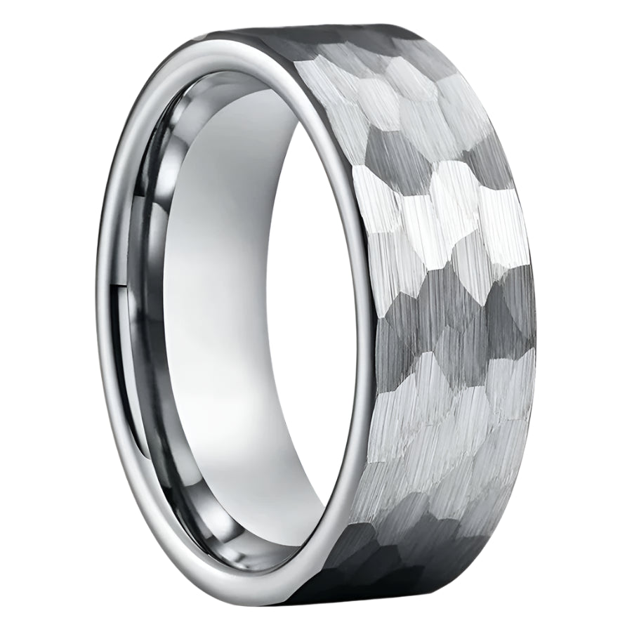 8mm Faceted Tungsten Ring -Silver color