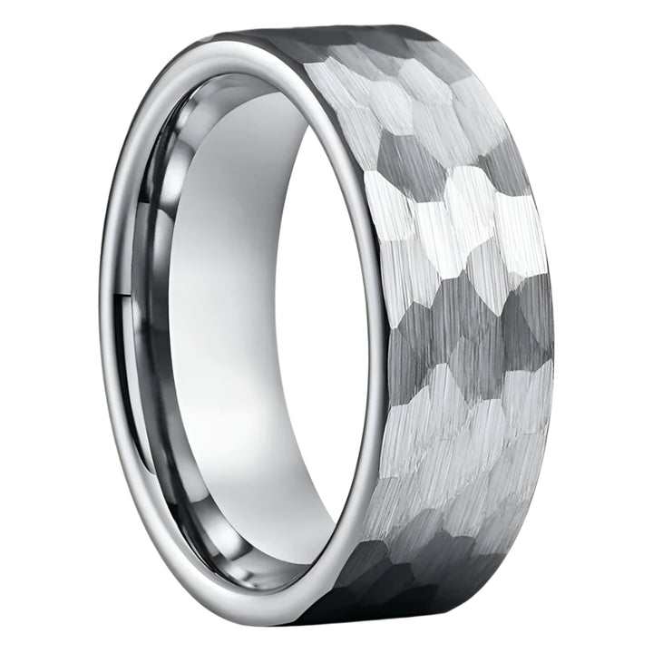 8mm Faceted Tungsten Ring -Silver color