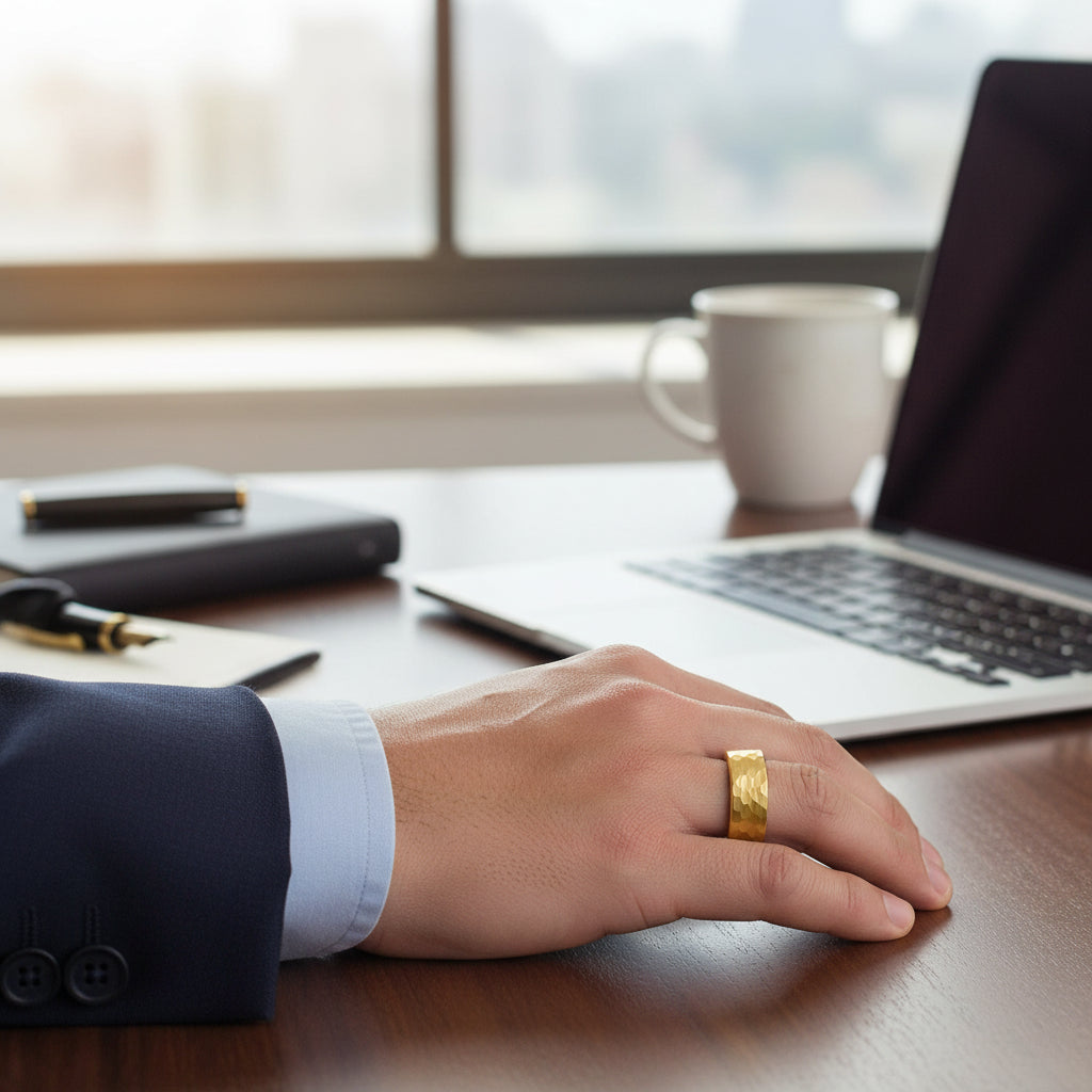 8mm_Faceted_Tungsten_Ring__Brushed_Hammered_Finish