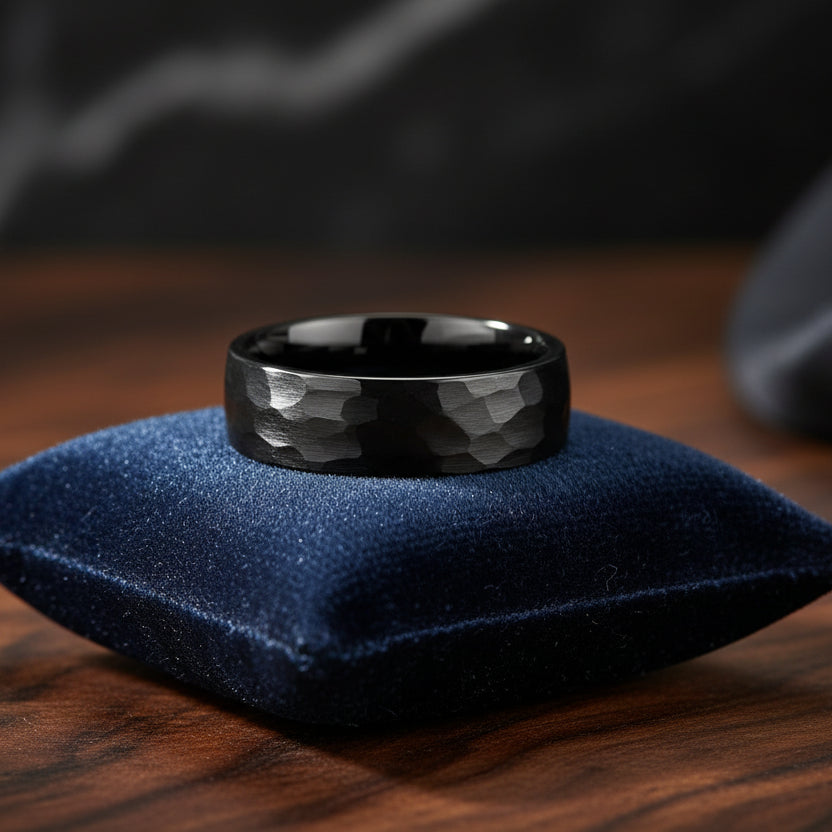 8mm Faceted Tungsten Ring 