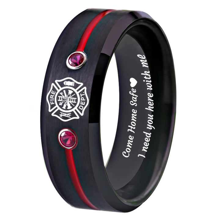 8mm Firefighter Tungsten Ring – USA Fire & Police Design