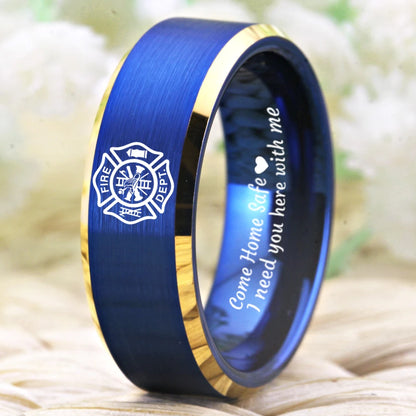 8mm Firefighter Tungsten Ring – USA Fire & Police Design