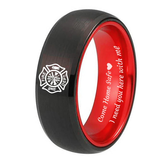 8mm Firefighter Tungsten Ring – USA Fire & Police Design