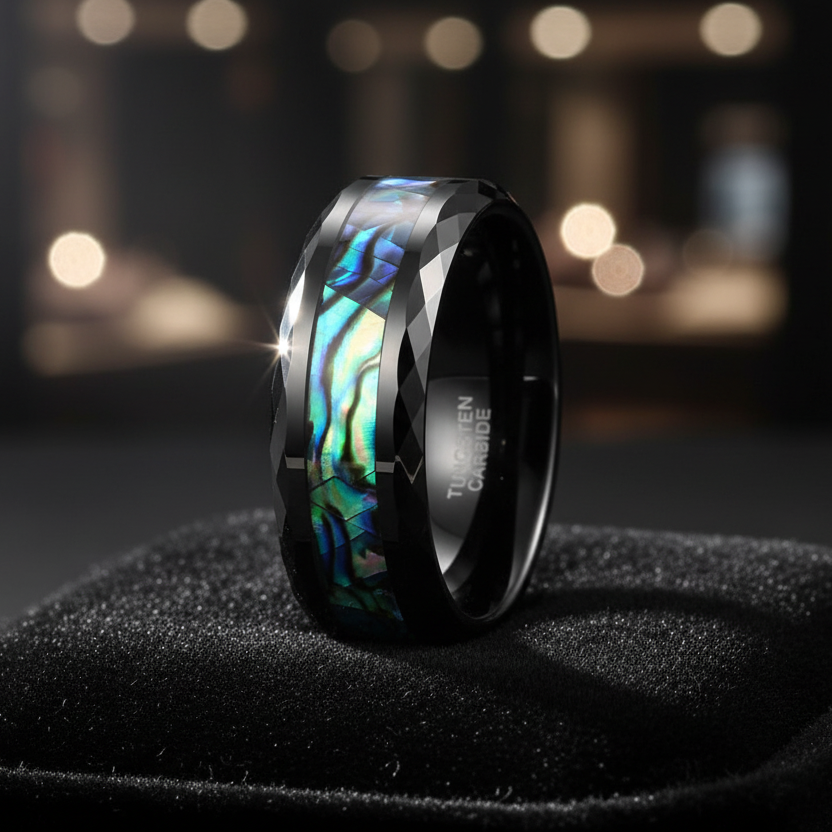 8mm Green Tungsten Ring for Men – Comfort Fit Band