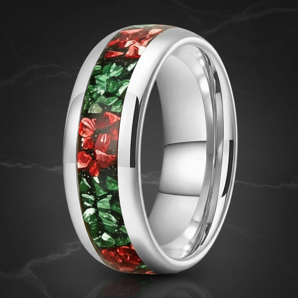 8mm Green and Red Tungsten Ring