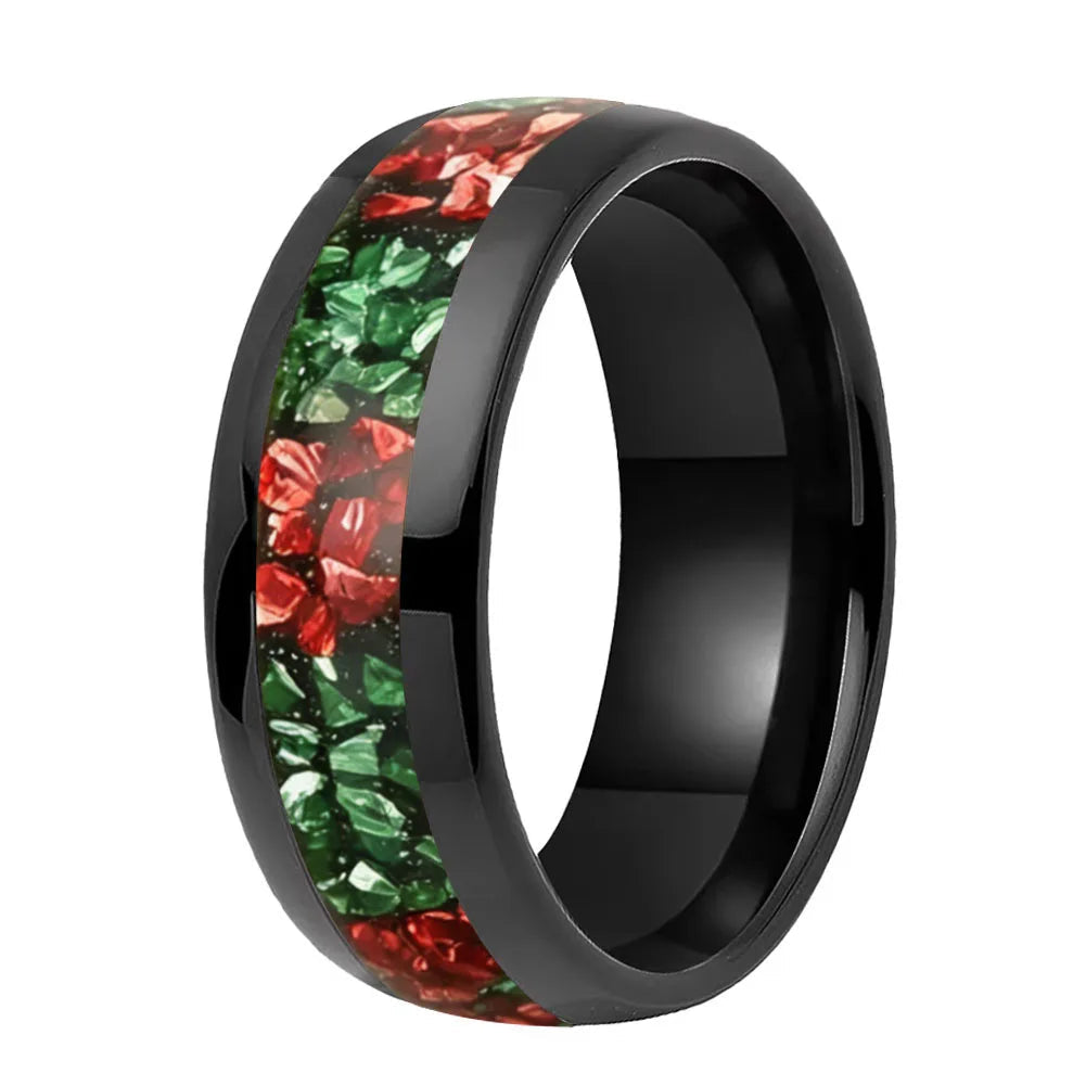 8mm Green and Red Tungsten Ring